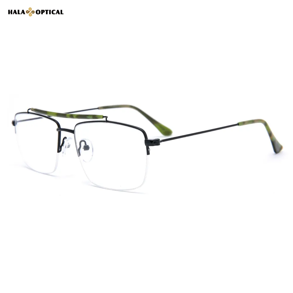 HM18017 – Royal Aviator Semi-Rimless Optical Frames | Premium Metal Eyeglasses for Men