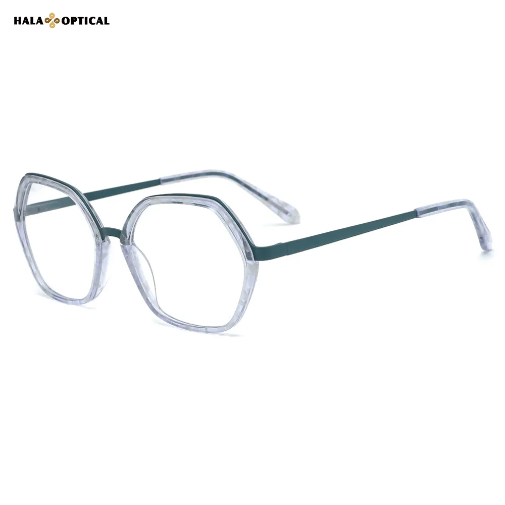 AM1017 Geometric Acetate Optical Frames – Transparent Icy Elegance