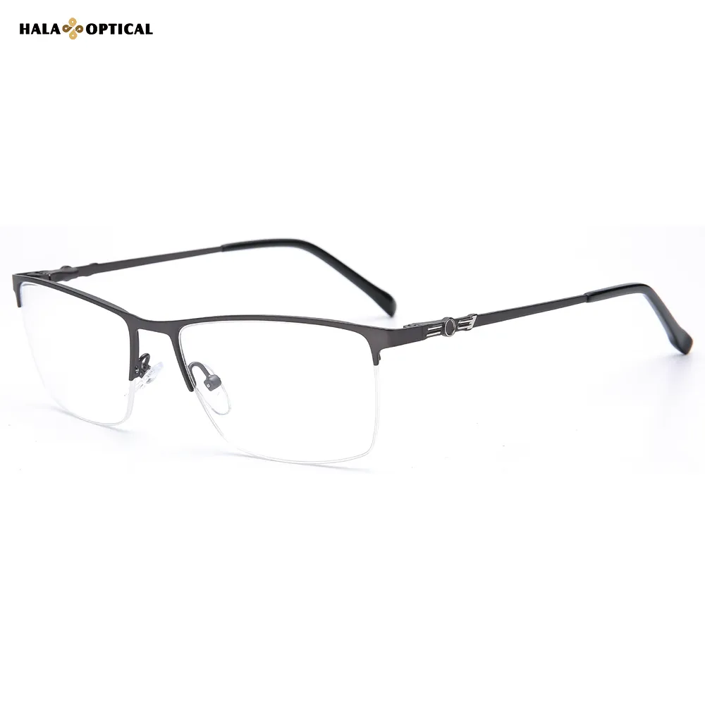 HM1857 Rectangular Metal Semi-Rimless Optical Frames – Fast Shipping, No MOQ