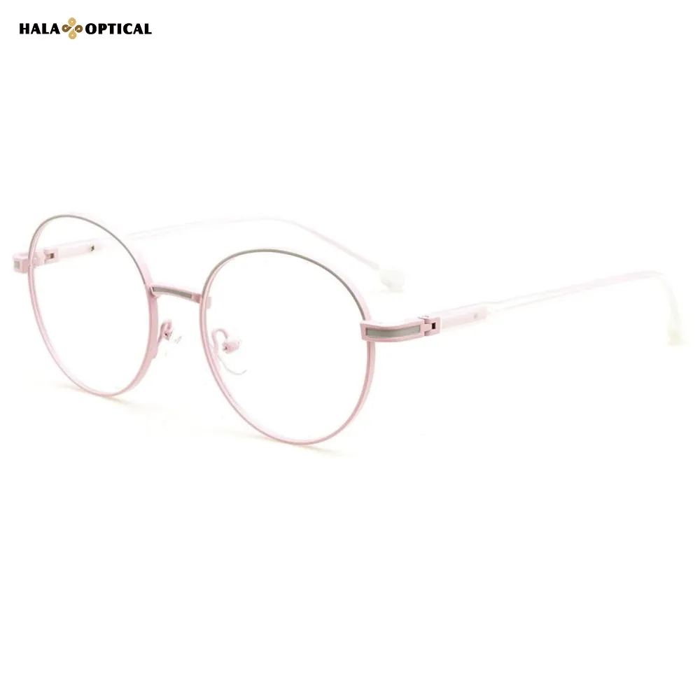 HM6604 Women Round Metal Optical Frames, Dopamine Color 