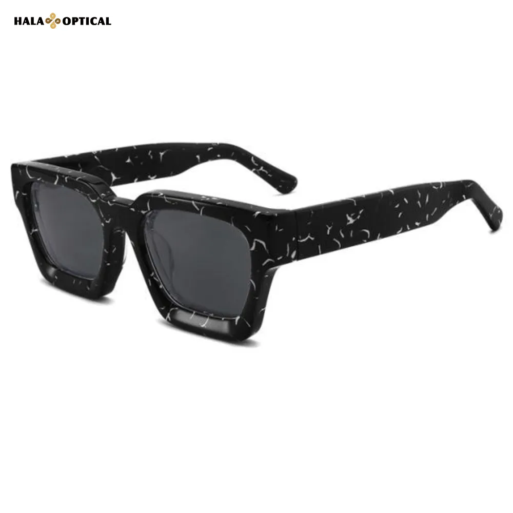 HS1439 Premium Acetate Square Sunglasses, Classic Square Frame, Face Slimming Effect