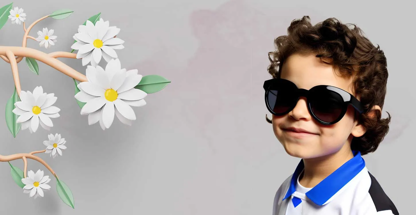 Boy wears sunglasses